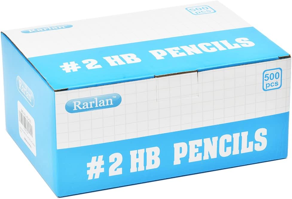 Rarlan Wood-Cased #2 HB Pencils, Pre-sharpened, 500 Count Bulk Pack