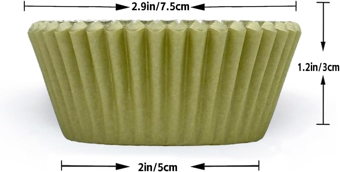 qiqee 300 Counts Cupcake Liners Cupcake Cups Food Grade 6 Solid Green Colors Cupcake Papers Muffin Baking Cups Cupcake Wrappers (Standard Size)