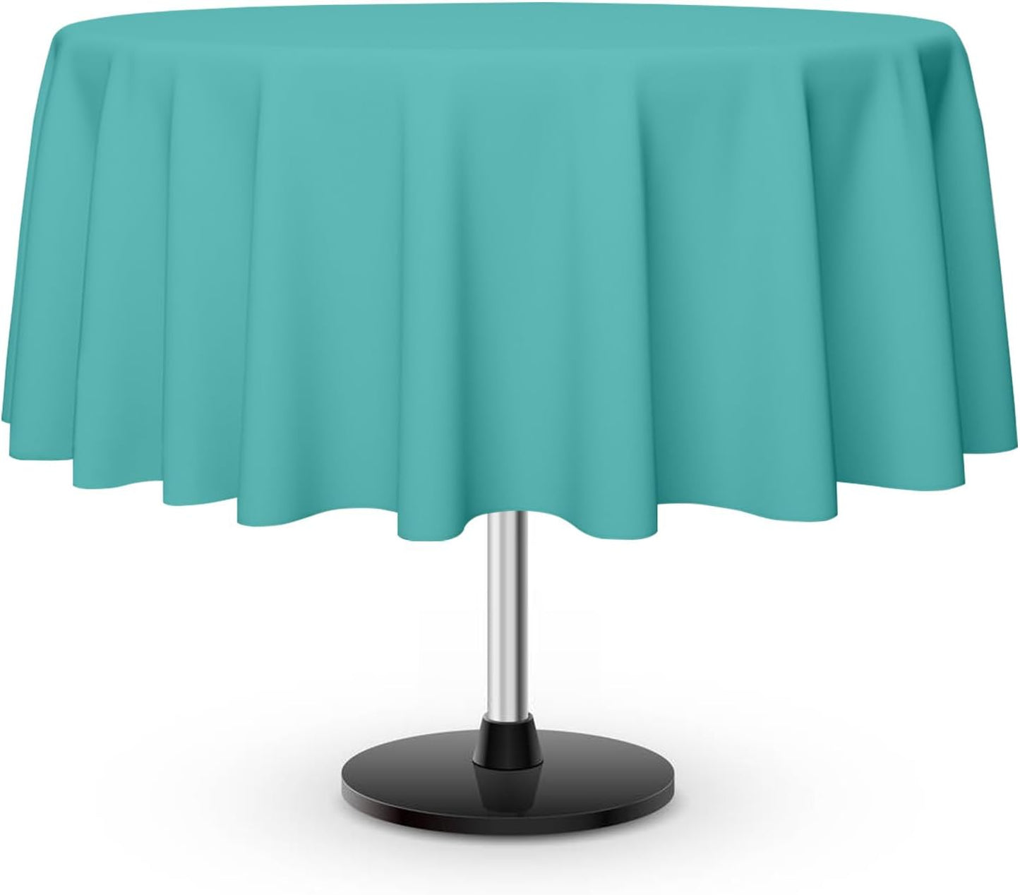 6 Pack Round Disposable Aqua Tablecloth, Aqua Plastic Table Cloths for Parties Disposable, 84x84 in Waterproof Camping Tablecloth for Birthday Party Baby Shower Picnic School