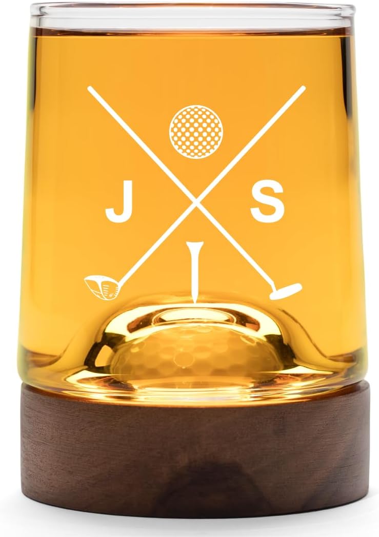 Personalized golf coaster and whiskey glasses: Golf accessories for men and women golfers; Cool holiday basket for men and women that golf (2 Glasses, Personalized)