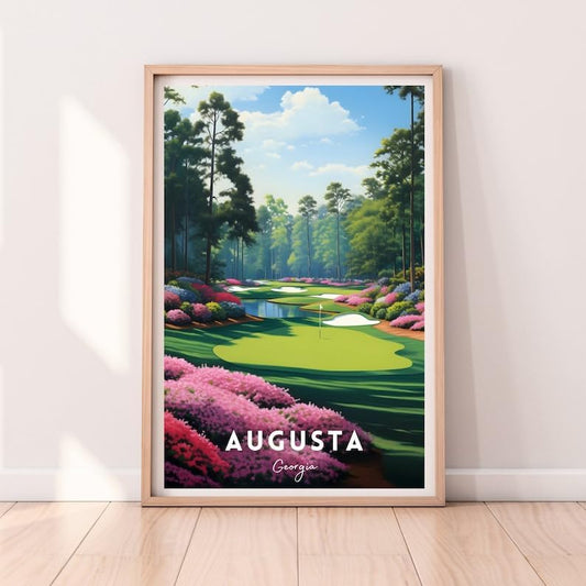 Nationcog Augusta Golf Course Wall Art Print, Vintage Masters Landscape Decor for Office or Living Room, Unique Golf Gift for Dad, Scenic Sports Poster for Men (Unframed) (12x18)