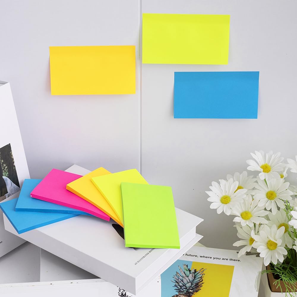 (45 Pads) Sticky Notes 3x5 in Bright Stickies Colorful Super Sticking Power Memo Pads Strong Adhesive