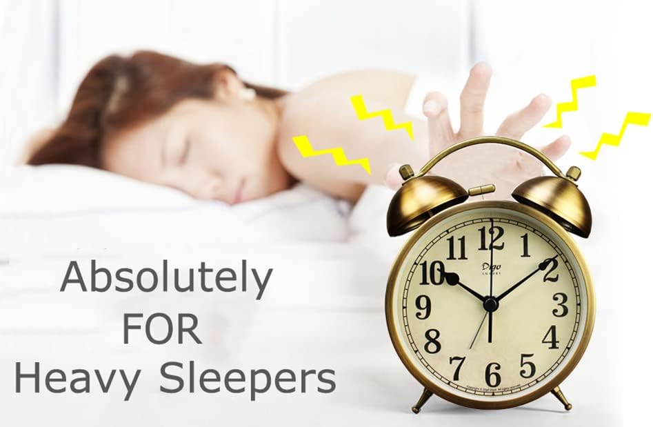 Maxspace Metal Golden Table Clock, Retro Vintage Non-Ticking Small Alarm Clock,Battery Operated Silent Quartz Movement HD Glass Desk Clock for Bedroom Living Room Indoor Decoration Kids… (Arabic3)