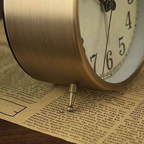 Maxspace Metal Golden Table Clock, Retro Vintage Non-Ticking Small Alarm Clock,Battery Operated Silent Quartz Movement HD Glass Desk Clock for Bedroom Living Room Indoor Decoration Kids… (Arabic3)