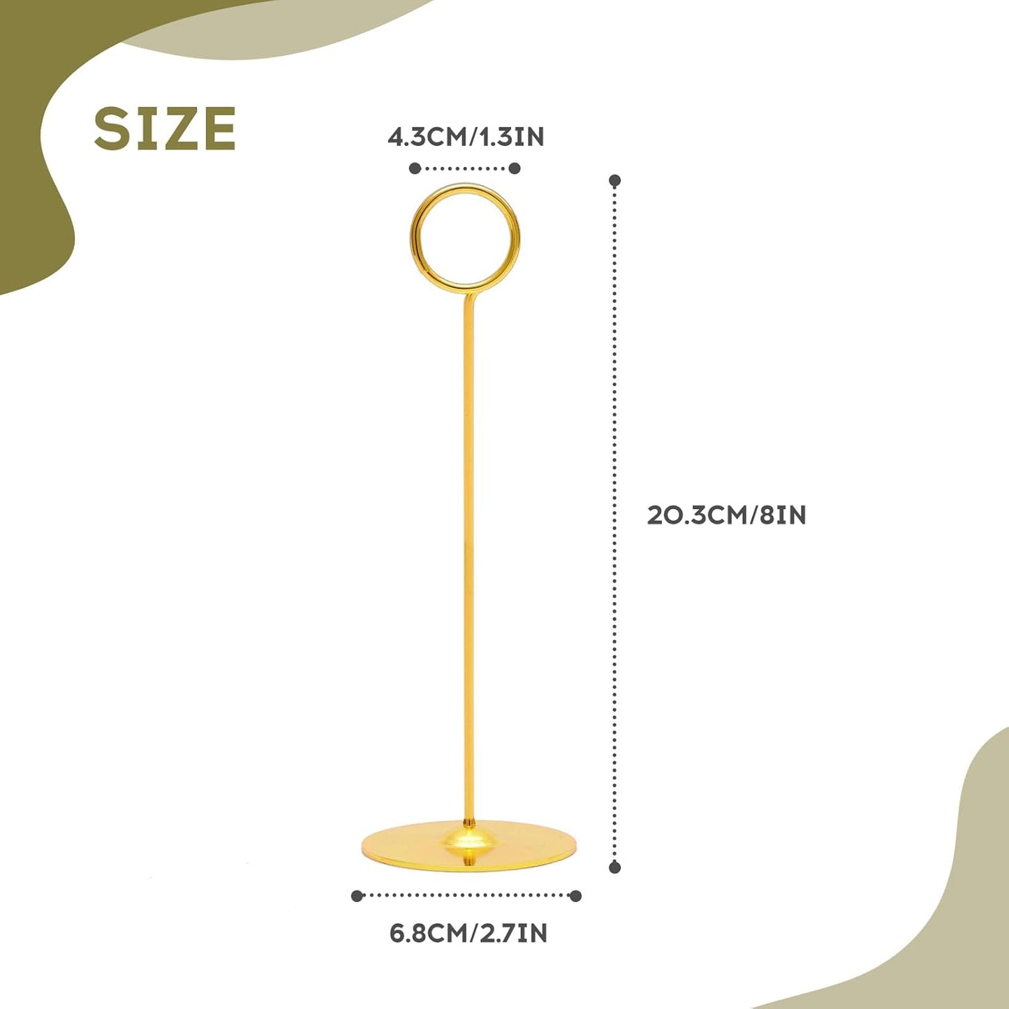 Urban Deco 16 Pieces Table Card Holder 8 inches Table Number Holders Place Steel Card Holders for Photos, Food Signs, Memo Notes, Weddings, Restaurants, Birthdays (Gold)