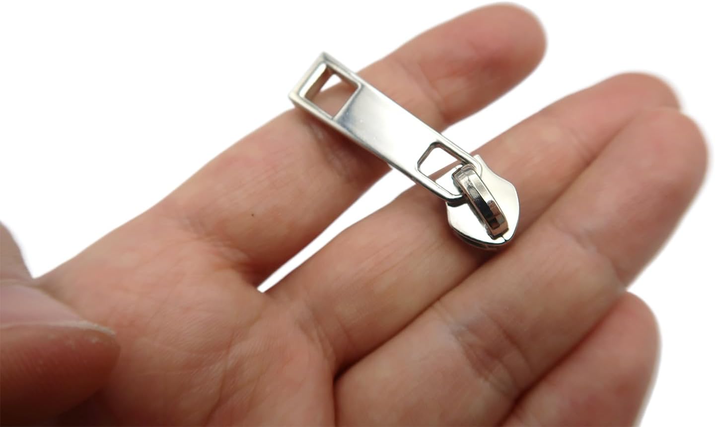 HOLSHUN #5 Zipper Sliders Zipper Pull 30pcs Bulk Heavy Duty Metal Silver Pulls for #5 Nylon Coil Zippers Replacement #5 Sliders for Luggage Luxury Bag Hardware Luggage & DIY Craft Supplies