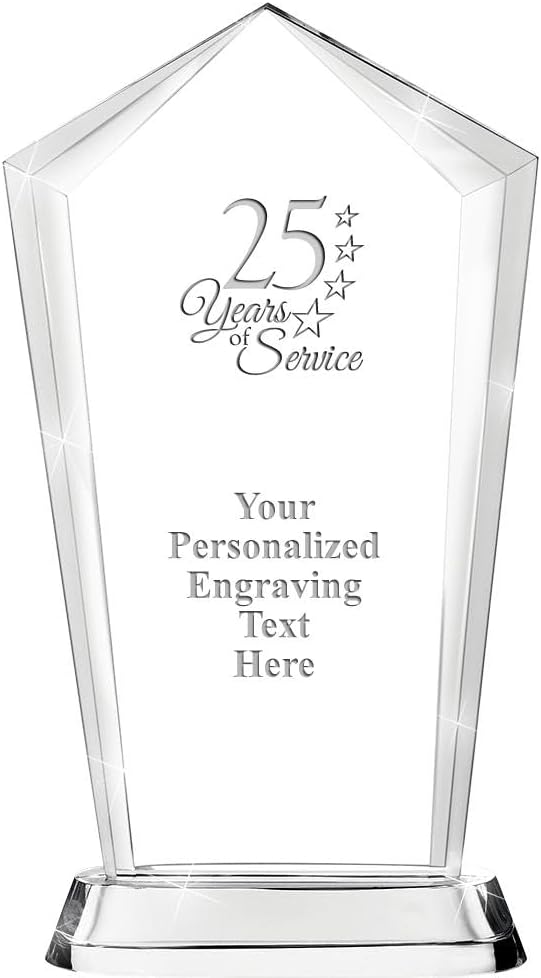 Crown Awards Customizable Crystal Trophy, 12.20" Engraved Skyscraper Crystal Award