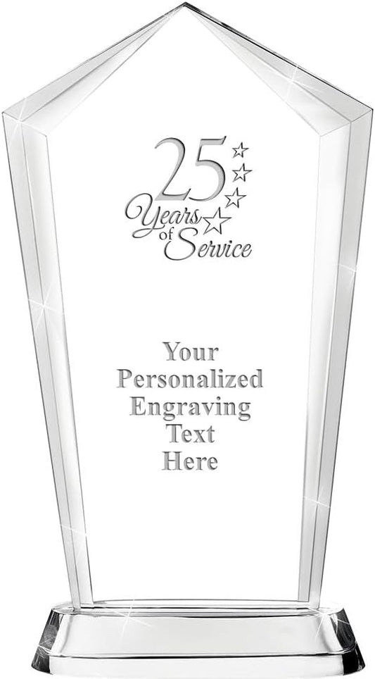 Crown Awards Customizable Crystal Trophy, 12.20" Engraved Skyscraper Crystal Award