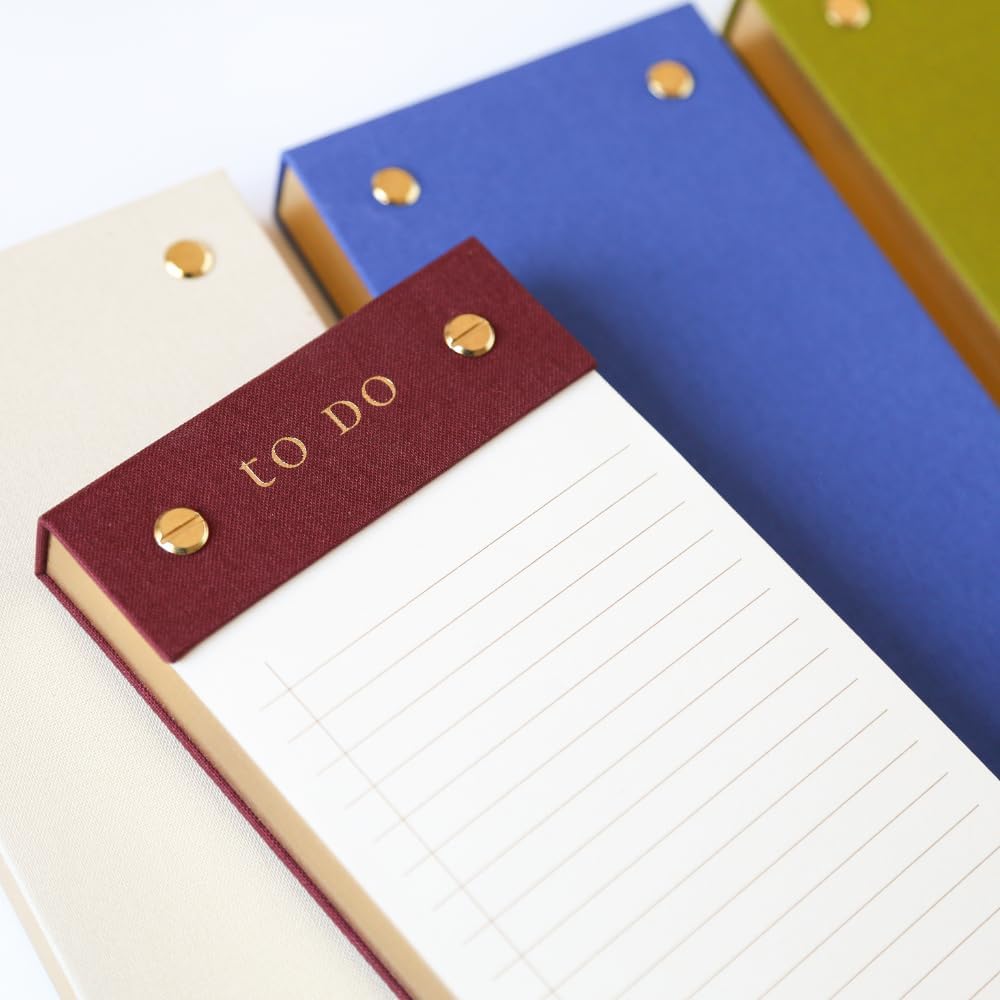 Graphique Post-Bound List Pad Luxe Collection, Perforated Sheets To-Do Notepad, Hardcover Binding, Gold Foil Embossing, 100 Pages, 4” x 9.75”, Plum Red