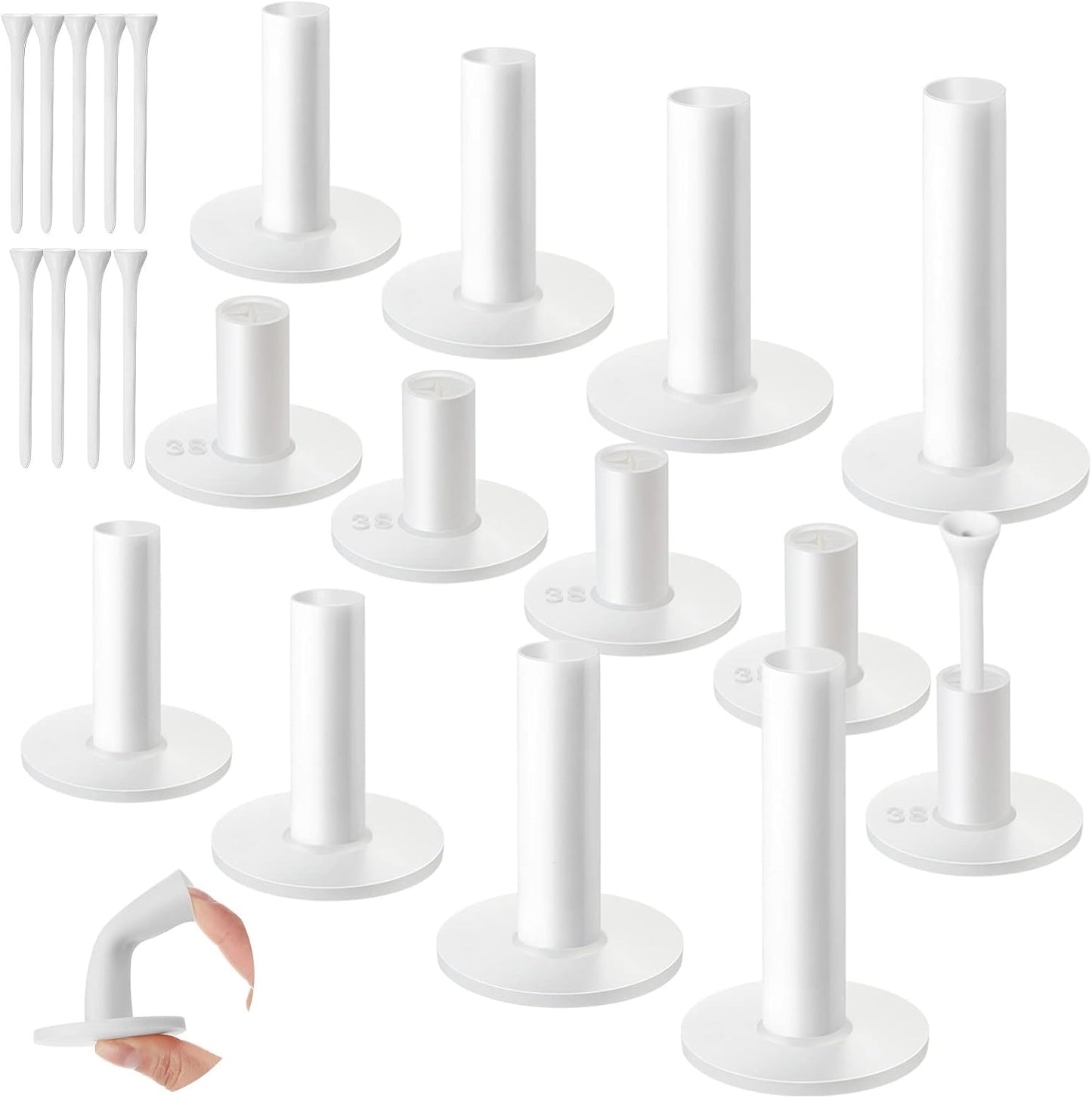 Sosation 23 Pieces Rubber Golf Tees Set Tees Holders for Driving Range Mats Value Rubber Ball Seat for Golf Hitting Mats and Indoor Outdoor Training Mixed Size 1.5 2.3 2.7 3.1 3.5 Inch