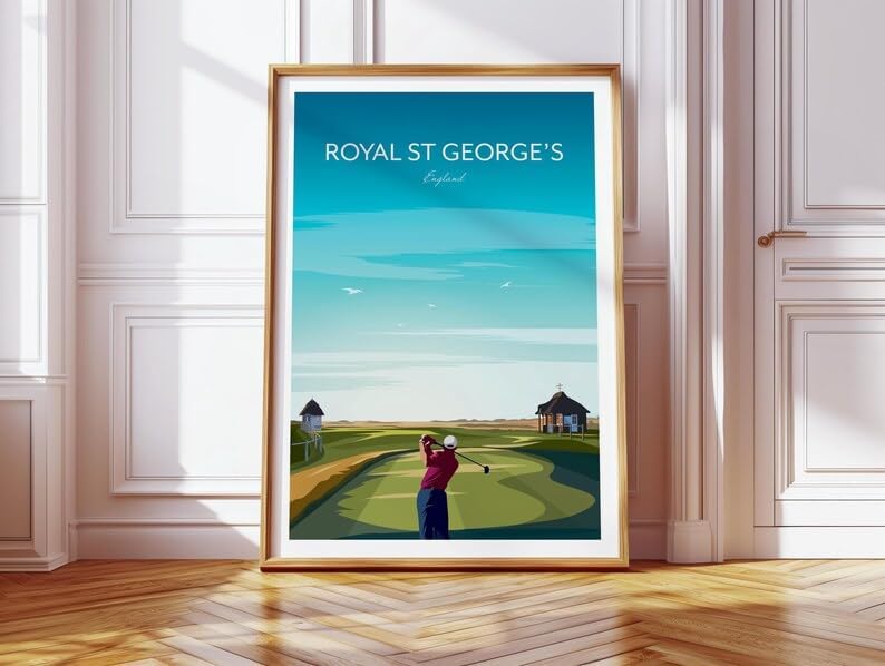 Golf Print Royal St George's - The Open Championship; Royal St George's Golf Poster; England Golf Course Art; British Open Championship Print (Unframed) (27x40)