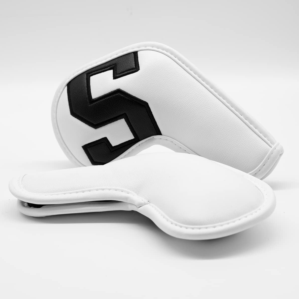 Barudan Golf Iron Club Head Covers Set Headcovers for Callaway Ping S5 - Big Colorful Number - Long Neck - Black Pu Leather fits Small Standard Oversized Golf Clubs 10pcs/Pack (White+Black Number)