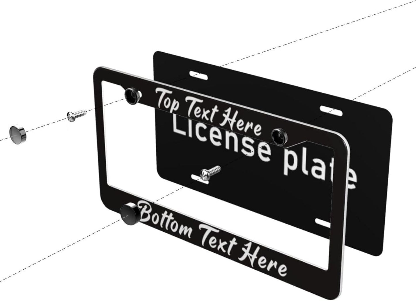 2 Pack Custom Personalized License Plate Frame Customized Car Tag Frames for Women Men with Screw Caps,12"x6",2 Holes