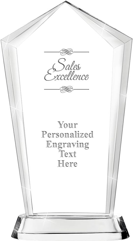 Crown Awards Customizable Crystal Trophy, 12.20" Engraved Skyscraper Crystal Award