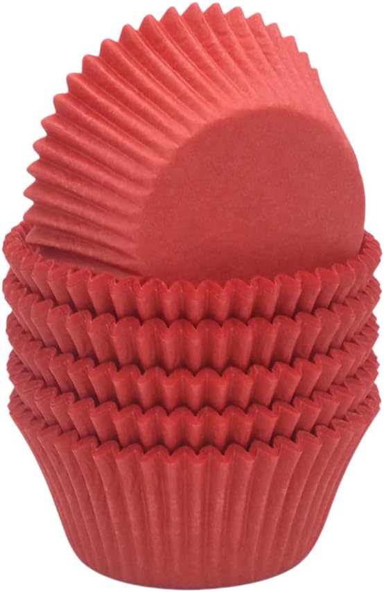 Red Cupcake Liners Greaseproof Paper Standard Baking Cups for Wedding Party and More, 150-Count