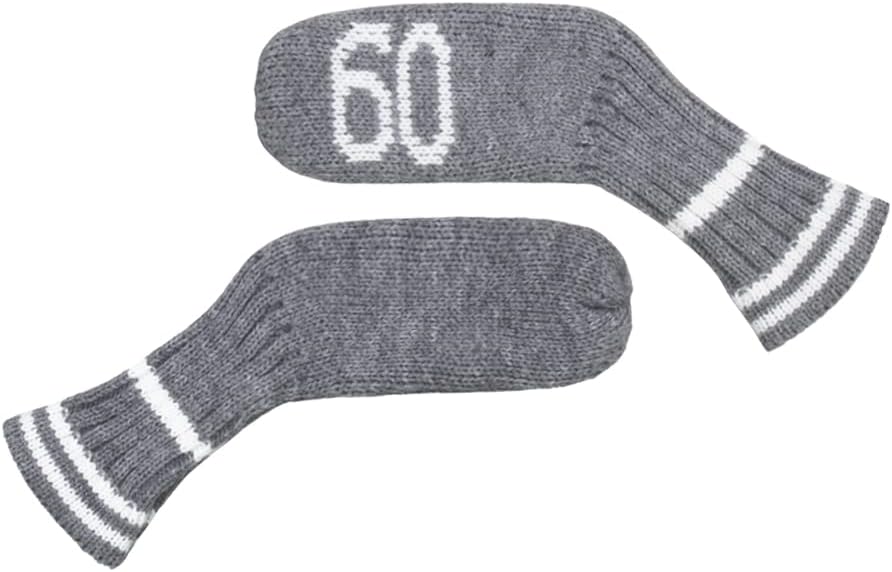 Scott Edward 1/7/10 Pcs Knitted Golf Club Head Covers for Irons Wedge Cuteness and Basically Socks Shape Washable Golf Club Head Protector on Classic Stripes Style，Double Sided Customization