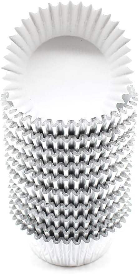 Silver Cupcake Liners for Baking,GOLF 500 Pack Standard Size Silver Foil Cupcake Liners Wrappers Metallic Baking Cups,Muffin Paper Cases