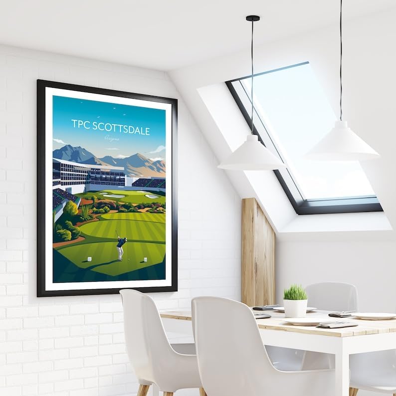 Nationcog WM Phoenix Open Golf Print - TPC Scottsdale Stadium Course 16th Hole, Arizona, TPC Scottsdale Golf Poster, Arizona Golf Course Art, Stadium Hole 16 Print (Unframed) (11x14)