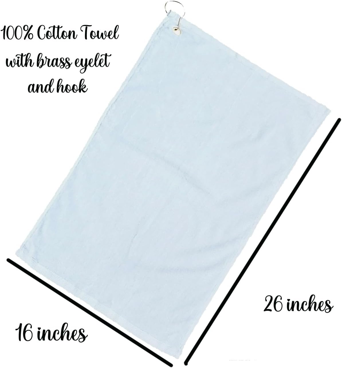 Cotton Golf Bag Towel with Clip (Sky Blue)