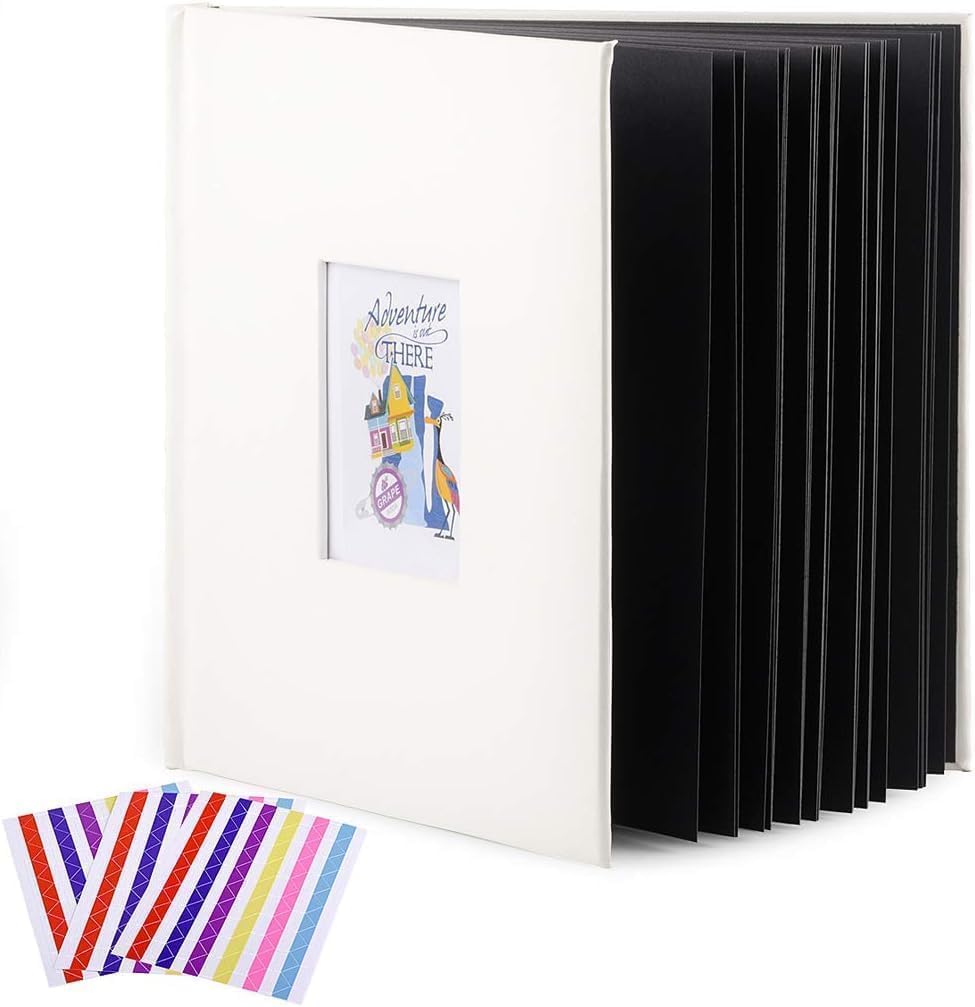 Leather Scrapbook Album DIY Set Scrap Book Album Hardcover Pictures Book 10.5"x10.5",DIY,Handmade for Anniversary,Family Memories,Couples,Friend&Baby,Accommodates 3x5 to 8x10 Photos (Leather-white)