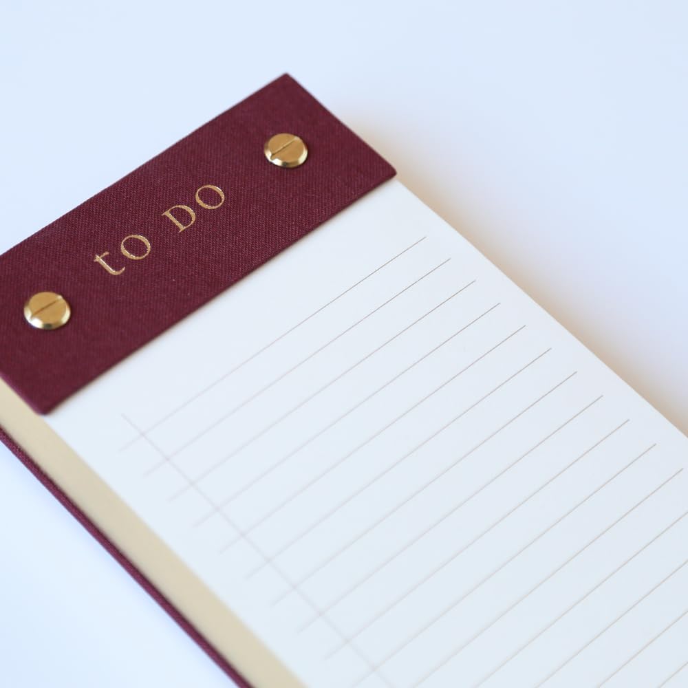 Graphique Post-Bound List Pad Luxe Collection, Perforated Sheets To-Do Notepad, Hardcover Binding, Gold Foil Embossing, 100 Pages, 4” x 9.75”, Plum Red