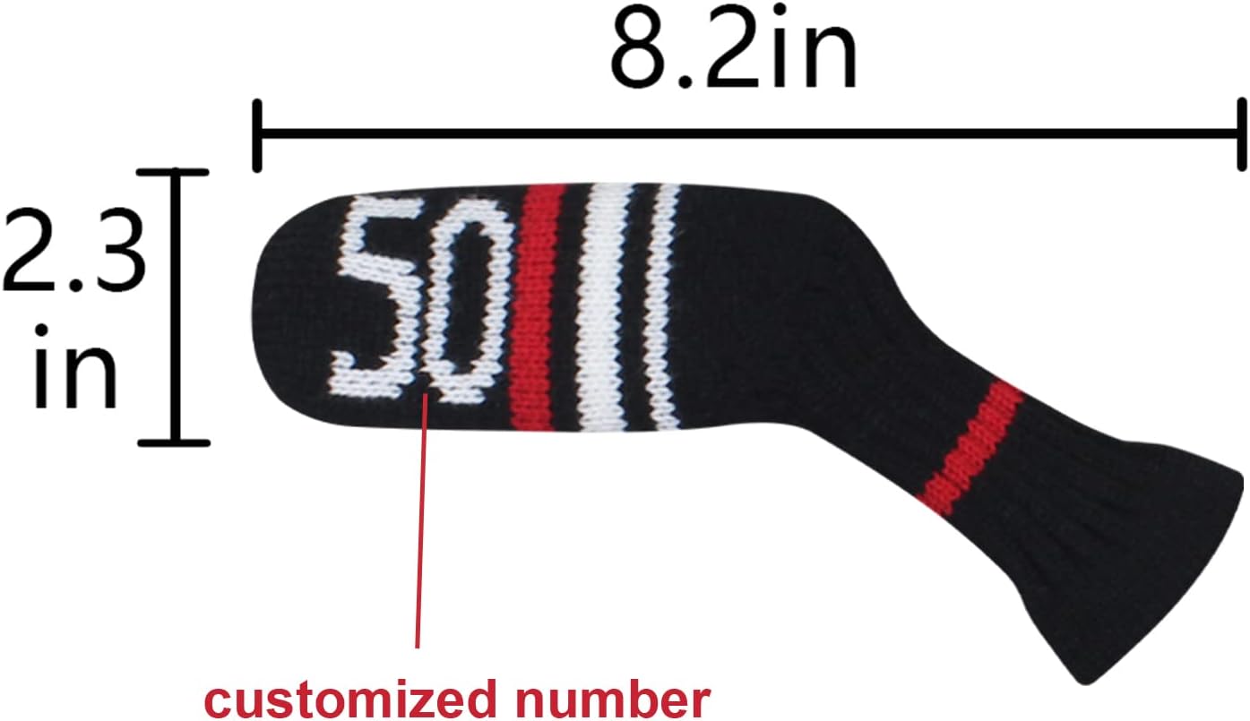 Scott Edward 1/7/10 Pcs Knitted Golf Club Head Covers for Irons Wedge Cuteness and Basically Socks Shape Washable Golf Club Head Protector on Red/Blue Warning Style