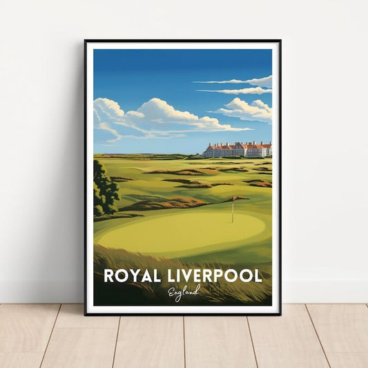 Nationcog Royal Liverpool Golf Poster, Vintage England Travel Wall Art Print, Retro Golf Links Landscape Decor, Sports Artwork for Home, Bar or Office (Unframed) (12x18)