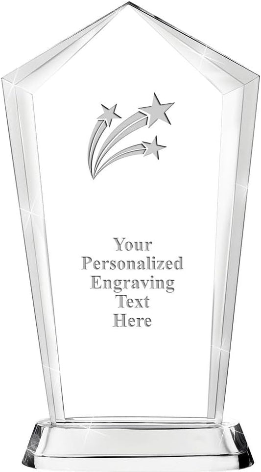 Crown Awards Customizable Crystal Trophy, 12.20" Engraved Skyscraper Crystal Award