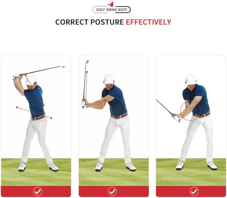 Golf Swing Trainer, Golf Swing Trainer Aids Set, Distance Rope Improve Swing Speed Lagging Rhythm, Golf Warm-Up Stick for Strength & Tempo Training Arm Band for Golf Beginner Black