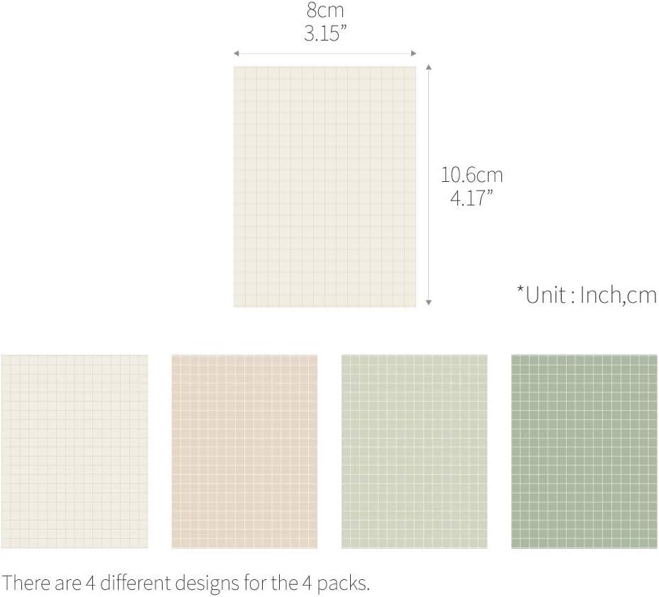 Monolike Memopad Smoothie Ver.3 design SET - 4 Packs, 4 Different Designs, 100 Sheets Per Pad, Total 400 Sheets, Note pads, Writing pads