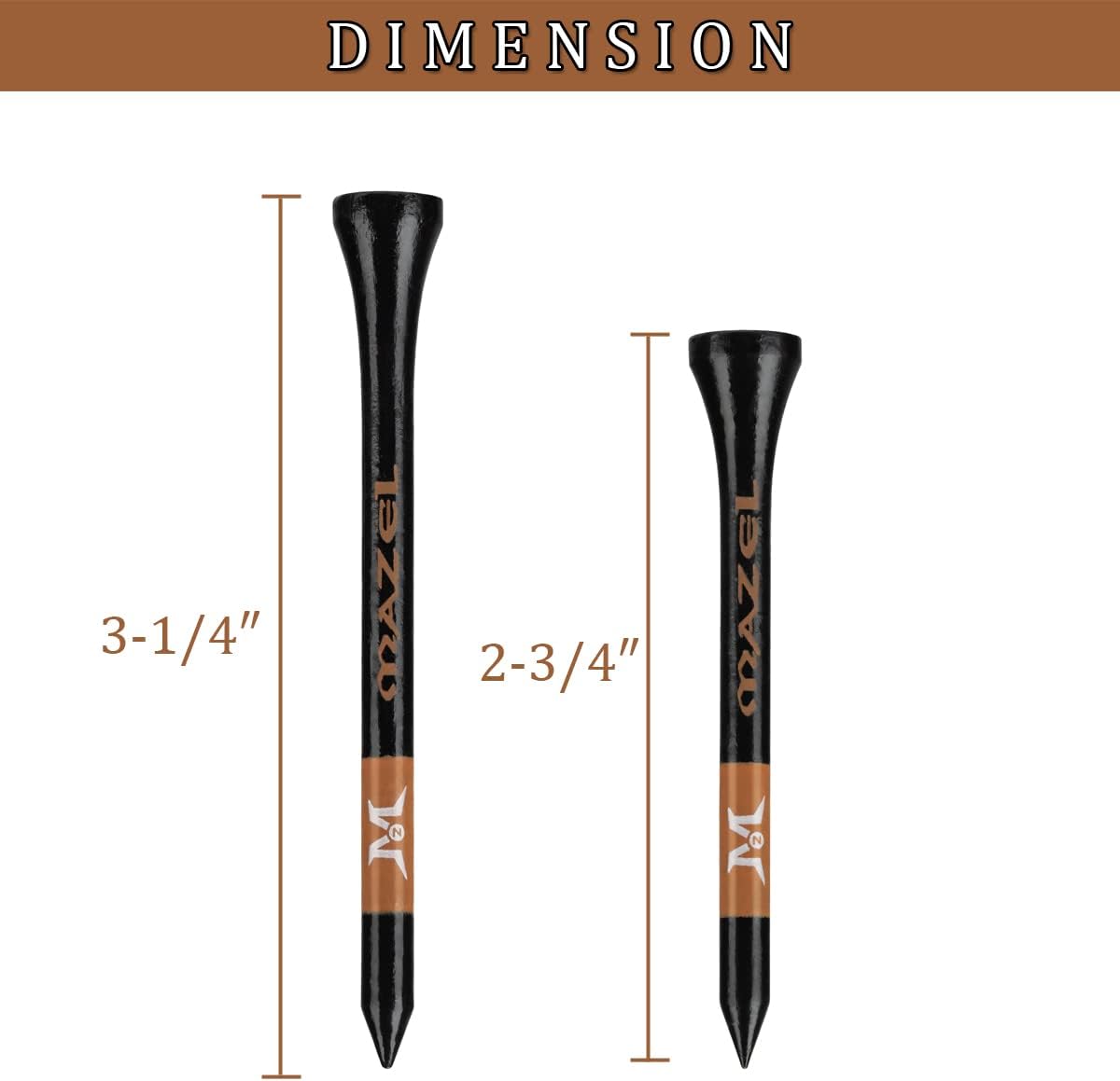 MAZEL Natural Wood/Bamboo Golf Tees 2 3/4 Inch & 3 1/4 Inch,Pack 50 or 120,Reduce Friction & Side Spin,More Stable Golf Tees
