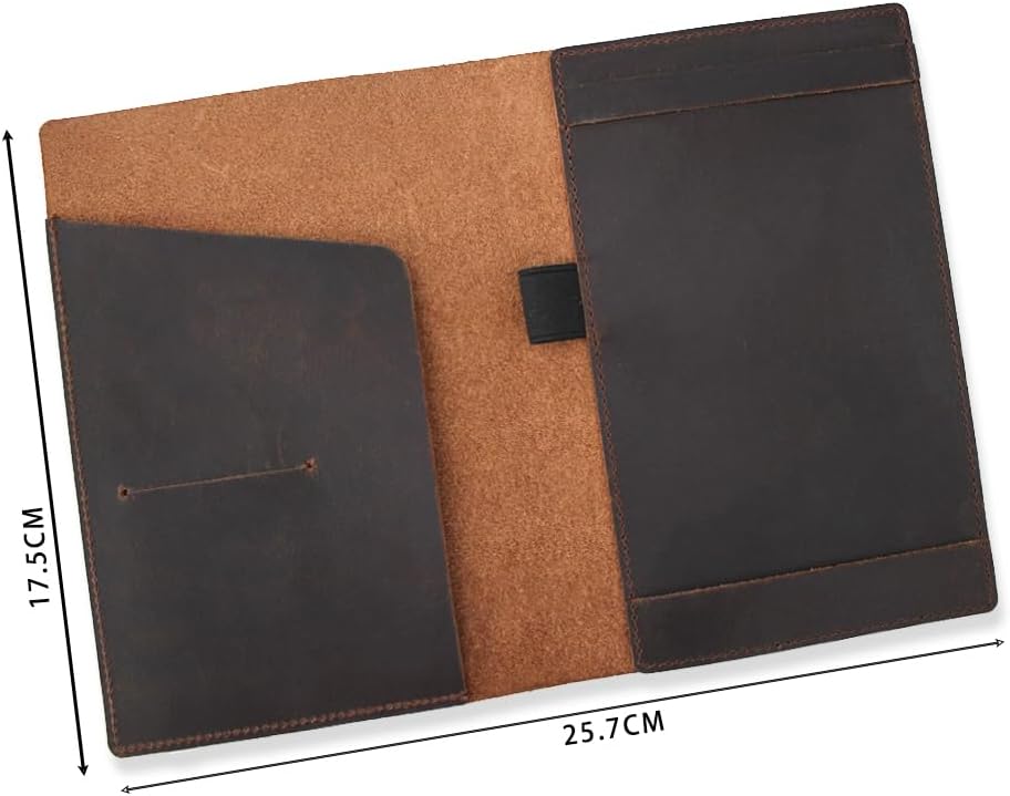 Leather Golf Scorecard Holder: USA Genuine Crazy Horse Leather Golf Yardage Book Cover with 1 Scorecard 1 Pencil Golf Notebook Back Pocket Cool Golf Gifts for Him Golfers Men