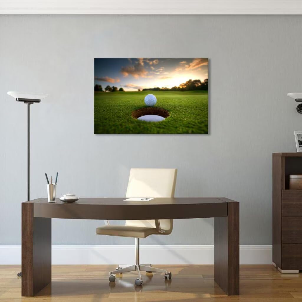 chenchenArt Golf Wall Art for Living Room Bedroom Home Decorations Golf Ball Picture Poster Canvas Prints Modern Artwork Framed Ready to Hang(12''H x 16''W)
