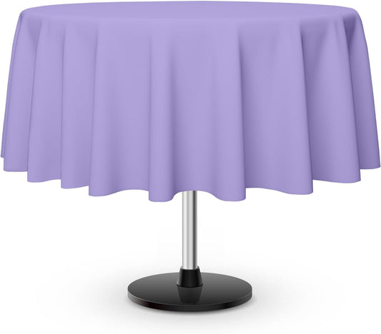 6 Pack Round Disposable Light Purple Tablecloth, Light Purple Plastic Table Cloths for Parties Disposable, 84x84 in Waterproof Camping Tablecloth for Birthday Party Baby Shower Picnic School
