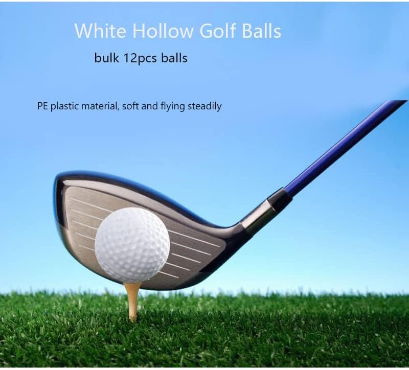 White Hollow Practice Golf Balls Plastic 12Pcs,42mm Plastic Golf Training Balls Airflow Limited Flight Golf Balls for Swing Practice Driving Range Home Backyard Use