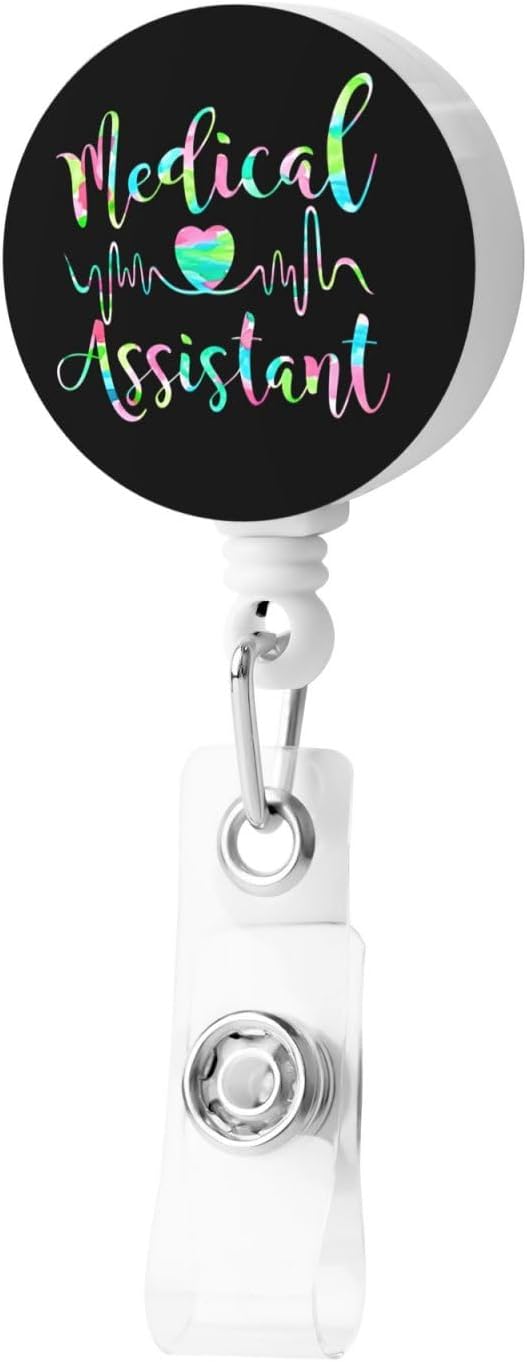 Medical Assistant Badge Reels Retractable Badge Holder with Clip for Id Name Tag Office Worker Student Teacher Nurse Doctor