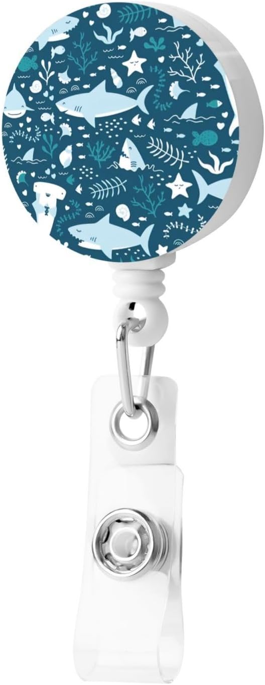 Fun Shark Badge Reels Retractable Badge Holder with Clip for Id Name Tag Office Worker Student Teacher Nurse Doctor