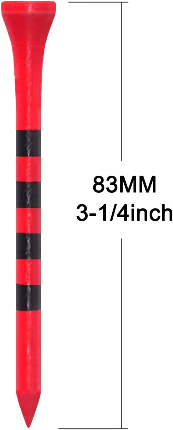 Wooden Golf Tees 3-1/4", 2-3/4", 2-1/8", 1-1/2" Available, 100 Count (Natural Color, White, Black, Blue, Red, Green, Yellow, Pink, Orange)