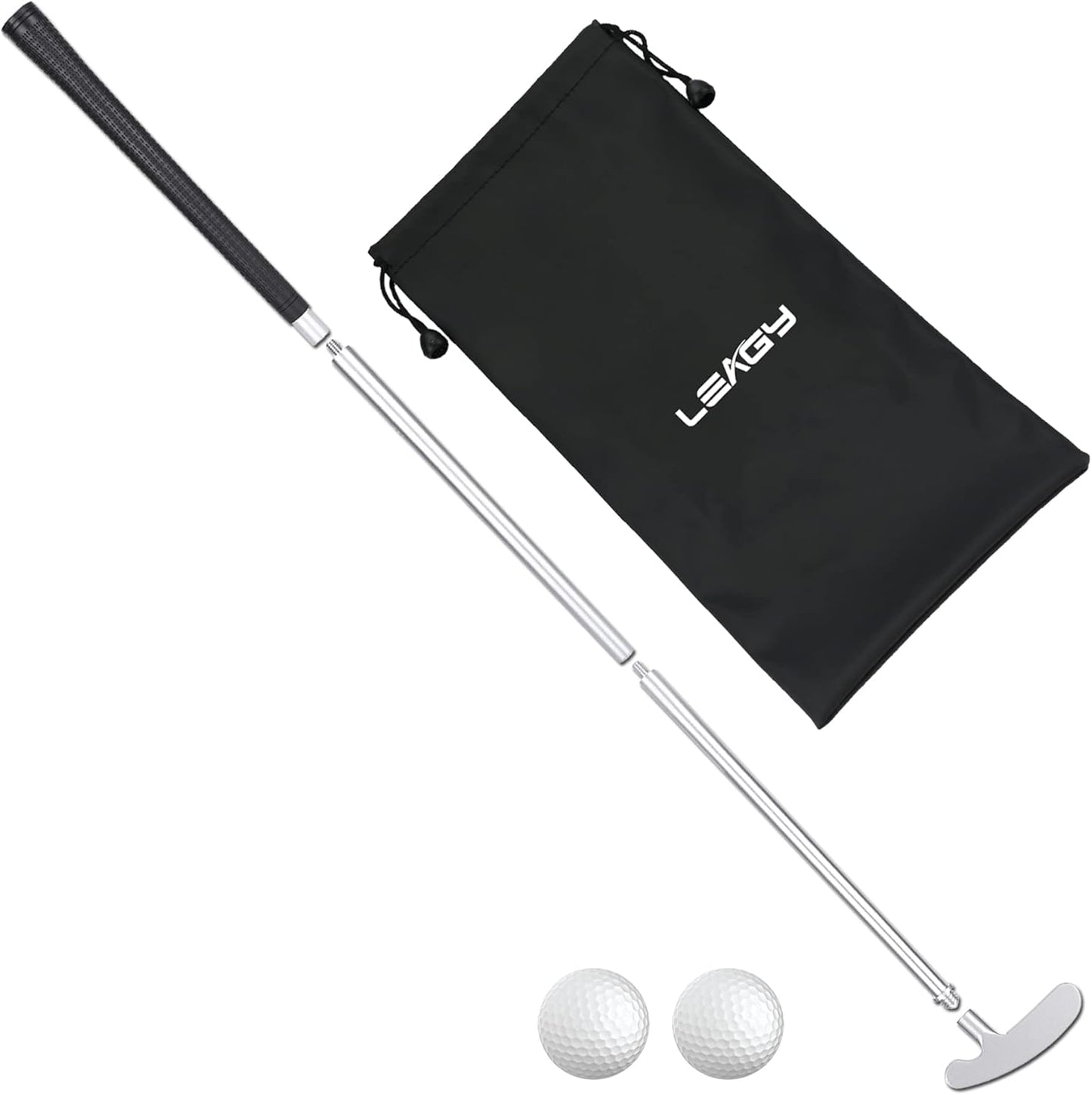 LEAGY 4-Section Portable Putter - Right & Left Hand, 2 Golf Balls, 1Pack Golf Bag