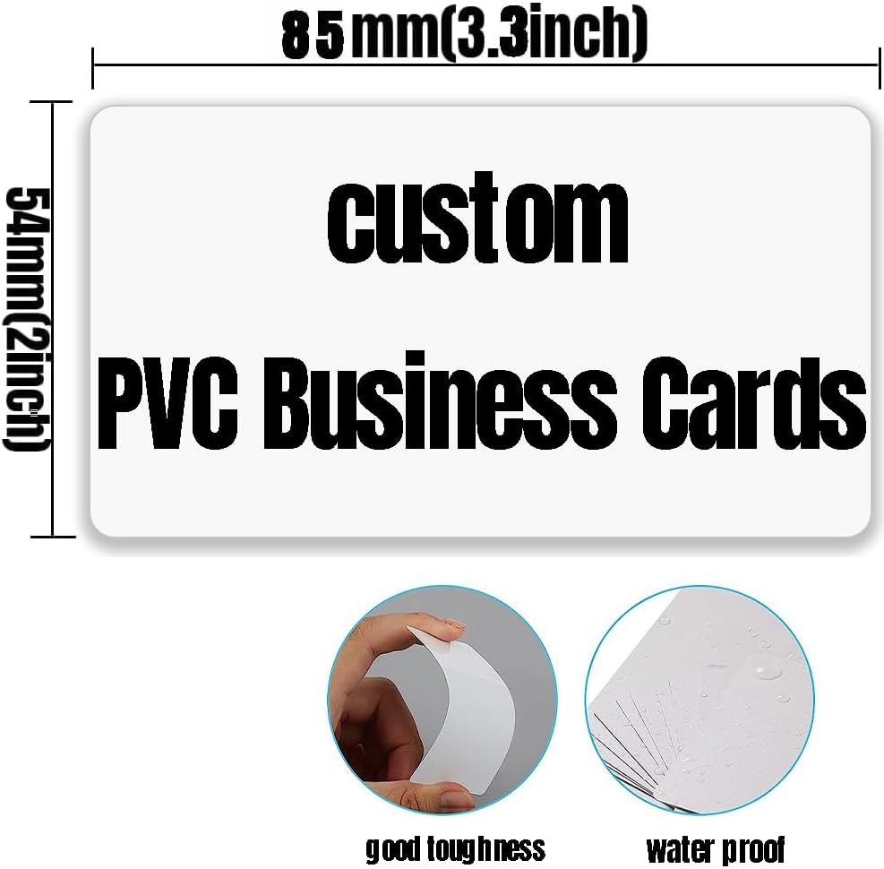 500Pcs Custom Business Cards PVC Waterproof Add Photo/Text/Logo Print Your Own Business Cards Personalized Double-sided Printed Glossy Matte Frosted 0.38mm Thickness