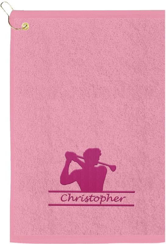 Personalized Passion Golf Towels with Corner Grommet - 16"x26" Customized Velour Cotton Golf Bag Towels with Name - Super Soft and Highly Absorbent - Quickly Remove Dirt and Sweat - Light Pink