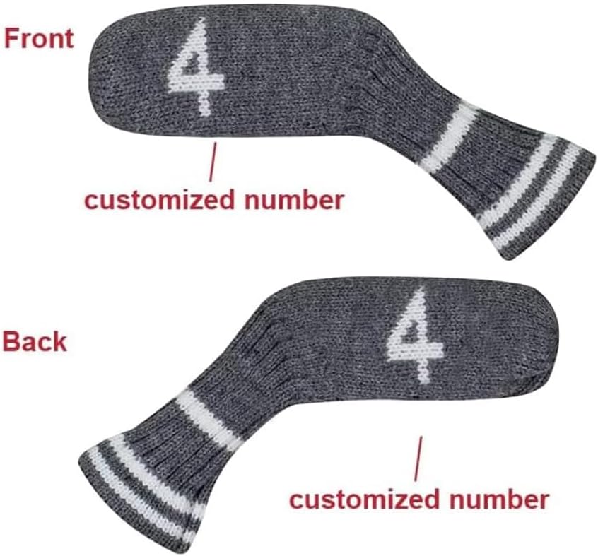 Scott Edward 1/7/10 Pcs Knitted Golf Club Head Covers for Irons Wedge Cuteness and Basically Socks Shape Washable Golf Club Head Protector on Classic Stripes Style，Double Sided Customization