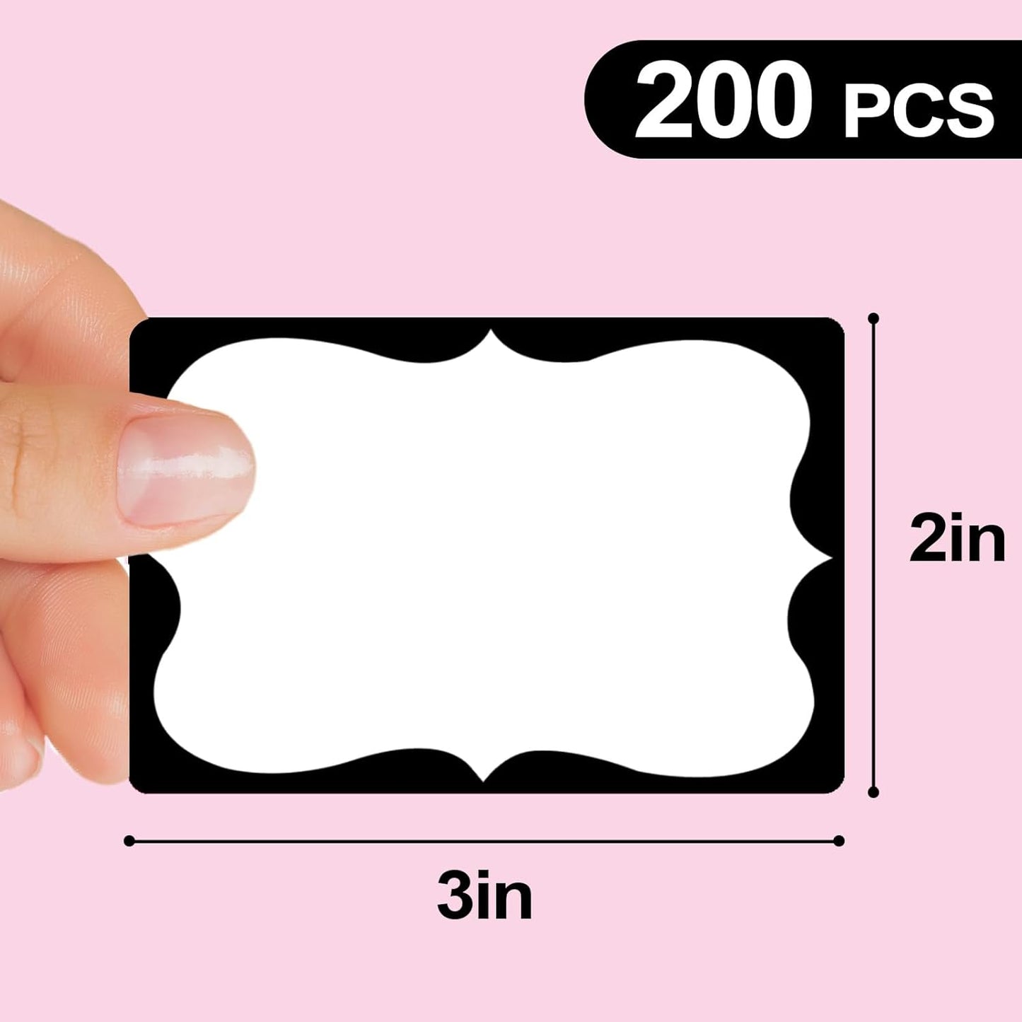 Black Name Tags,2"x 3" Name Tag Stickers with Black Border 200 Pcs Adhesive Name Tags Sticker Name Badges Labels for Christmas, School, Office, Home, Party, Conferences