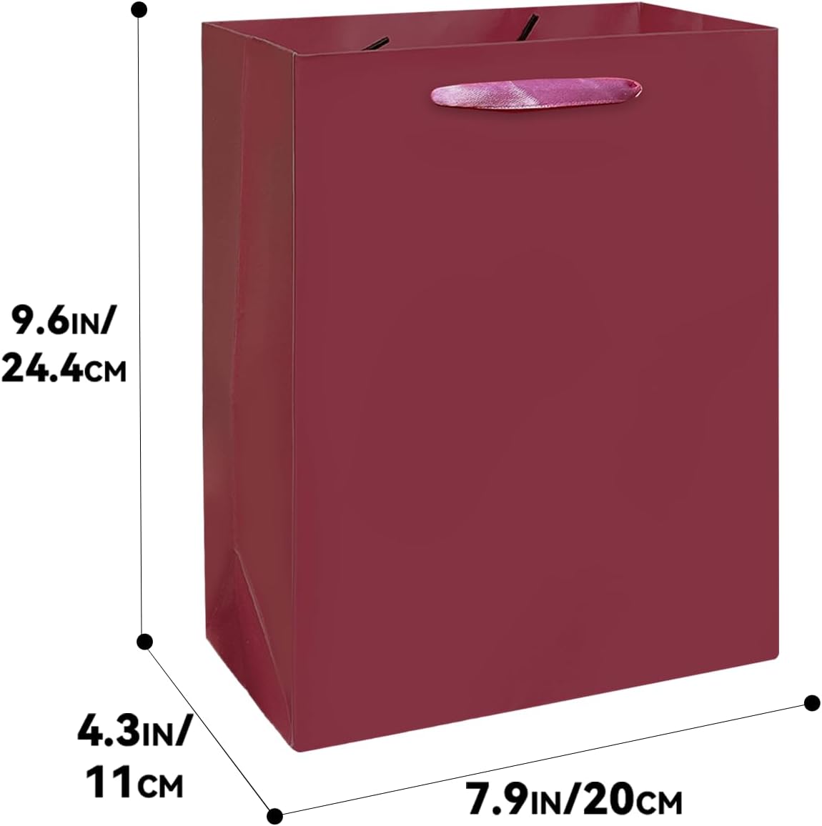 Gcardist Dark Purple Gift Bags with Tissue Paper for Wedding, Birthday, Party Supplies-7.9"x4.3"x9.6" Medium Size Cardboard Gift Bag（16pcs Bags +32pcs Tissue Paper ）
