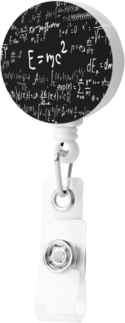 Maths Equations Badge Reels Retractable Badge Holder with Clip for Id Name Tag Office Worker Student Teacher Nurse Doctor