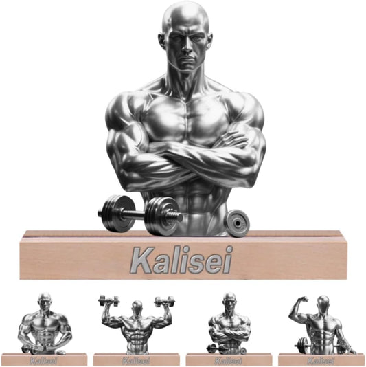 Personalized Fitness Muscle Man Ornaments for Bedroom Office Sport Room Custom Name Figurine Sign Plaque Fitness Dumbbells Athlete Acrylic Plaque Home Decor Gift for Men Women Sport Lover