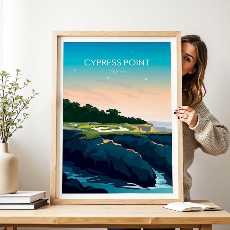 Nationcog Golf Print of Cypress Point Club - California, USA, Cypress Point Golf Course Poster, California Golf Art, Pebble Beach Golf Print, Scenic Golf Landscape (Unframed) (20x30)