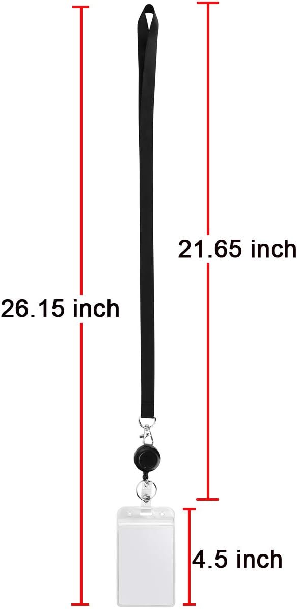 YOUOWO Lanyard Black Retractable Badge Reel with Badge Reel Clip for id Card Badges Holders Vertical Punched Zipper Waterproof 2 Pack