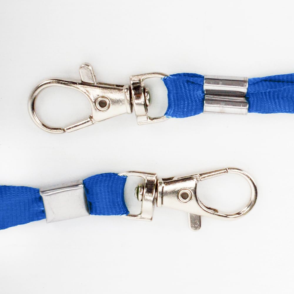 Lanyards 10 Pcs Bulk Lanyard for Id Badges Flat Blue Lanyard with Badge Clip Swivel Hook (10, Blue)