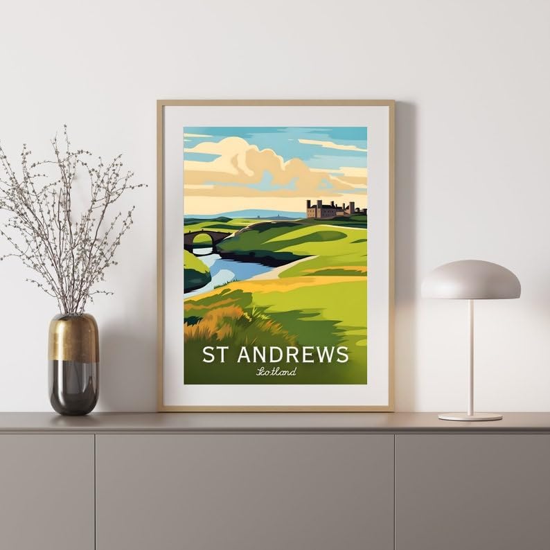 Nationcog St Andrews Golf Wall Art Poster, Scotland Heritage Course Print for Living Room or Study, Classic Golf Decor for Men, Golf Gift for Dad or Golf Enthusiasts (Unframed) (16x24)